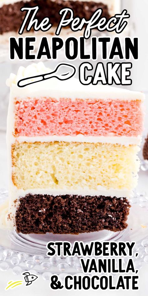 Neapolitan Cake Neopolitan Crunch Cake, Neopolitan Cake Recipes, Neapolitan Cake Recipe, Nepolian Cake, Strawberry And Vanilla Cake, Cake Receipt, Neopolitan Cake, Neapolitan Cake, Enjoyable Activities