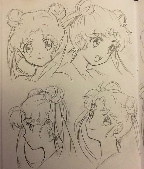 Sailor Moon Drawing Hands, Drawing Hair, Drawing Faces, Sailor Moon Art, Arte Sketchbook, Anime Drawings Tutorials, Anime Character Drawing, Drawing Tutorials, Moon Art