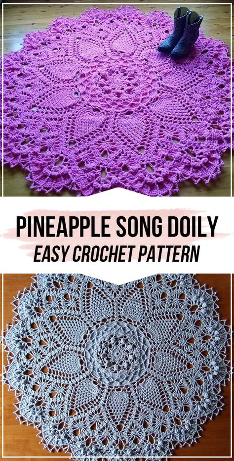 crochet Pineapple Song doily pattern #doily #crochet#crochetpattern via @shareapattern.com Crochet Table Runner Free Pattern, Free Doily Patterns, Crochet Table Cloth, Crochet Pineapple, Crochet Doily Rug, Handmade Tops, Crochet Placemat Patterns, Crochet Tablecloth Pattern, Free Crochet Doily Patterns