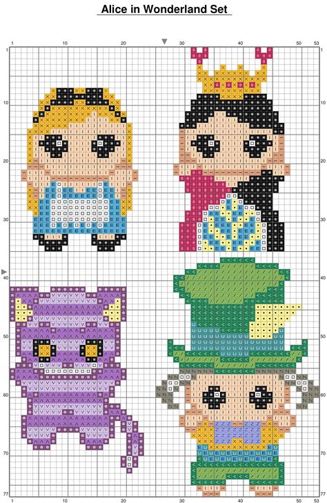 Alice in Wonderland perler bead patterns. I think I could do this in cross stitch and make ornaments, or maybe put them on a quilt. 1 Pixel, Pola Manik, Perler Ideas, Alice Wonderland, Art Perle, Motifs Perler, Hama Perler, Hama Beads Patterns, Disney Cross Stitch