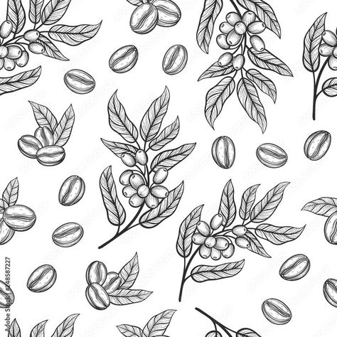 Tree Branches With Leaves, Coffee Sketch, Tattoo Cafe, Butterfly With Flowers Tattoo, Branches With Leaves, Coffee Grain, Black And White Instagram, Branch Tattoo, Coffee Tattoos