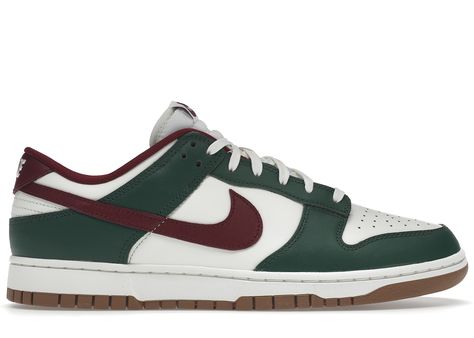 Nike Dunk Low Sneakers in Gorge Green/White/Team Red Nike Dunk Low Gorge Green, Brown Color Scheme, Medium Brown Color, Sb Dunks, Brown Color Schemes, Team Red, Sneaker Stores, Warm Weather Outfits, Hot Sneakers