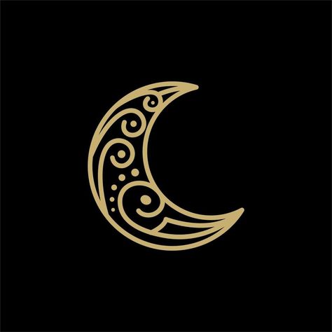 Gold Golden Crescent moon With Asian Ethnic Batik Motif Logo Design Crescent Moon Logo, Batik Motif, Moon Logo, Vector Art Design, Cityscape Photos, Free Vector Graphics, Background Banner, Crescent Moon, Vector Graphics