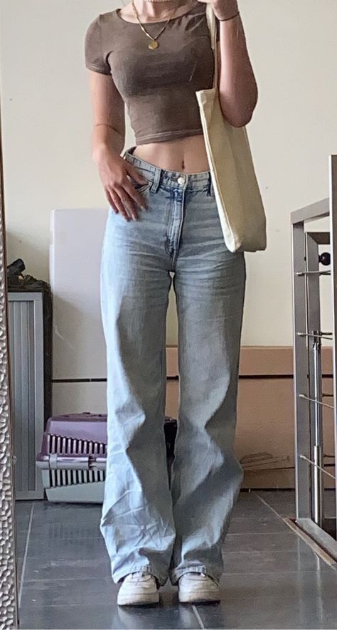 Wide Leg Blue Jeans Outfit, Wide Leg Jeans Outfit, Blue Jean Outfits, Getting Bored, Jeans Pant, Denim Wide Leg, Downtown Outfits, Pant For Women, Outfit Inspo Casual