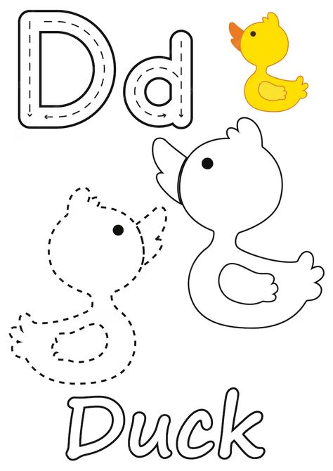 D For Duck Preschool, D Is For Duck Preschool, D For Duck, Vector Coloring Pages, C Coloring Pages, Cookie Swirl C, Coloring Letters, School Academy, The Letter D