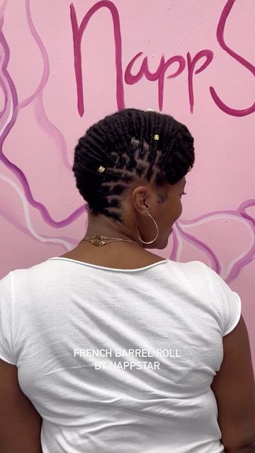 French Roll On Locs, French Roll With Locs, French Roll Loc Style, Locks Updo Styles, Loc French Roll, Barrel Locs, Loc Updo, Barrel Roll, French Roll