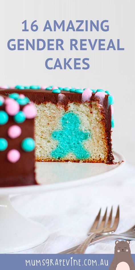 16 amazing gender reveal cakes to make right now Chocolate gender reveal cake with a sweet secret inside. #genderrevealcakeideas #genderrevealcakes #genderrevealcupcakes Gender Reveal Cake Recipes, Gender Reveal Cake Inside, Chocolate Gender Reveal, Gender Reveal Cake Recipe, Reveal Cake Ideas, Gender Reveal Cake Ideas, Gender Reveal Cakes, Gender Reveal Ultrasound, Piñata Cake