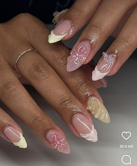 Cute Fluttershy, Fluttershy, Artist On Instagram, Almond Nails, French Nails, Winter Nails, White Nails, Red Nails, Spring Nails