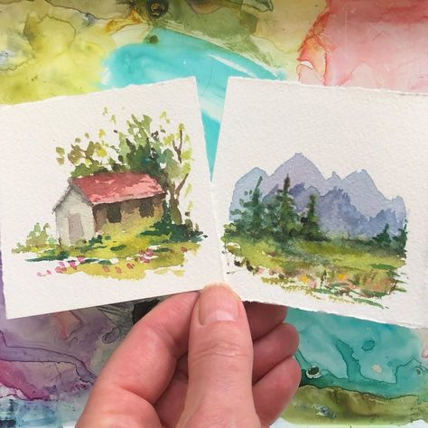 Watercolor Vignettes, Watercolor Landscapes, Watercolour Inspiration, Postcard Art, Water Colors, Color Crush, Illustrators On Instagram, Live Colorfully, Mini Paintings