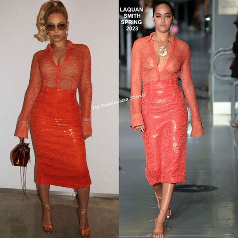 Ny Library, Orange Lace Top, Beyonce Outfits, Beyonce Style, Laquan Smith, Instagram Style, Date Outfits, Lace Shirt, Night Outfits