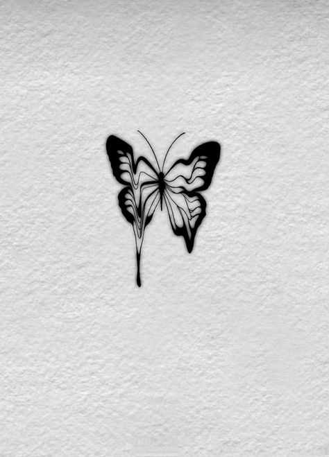 Melting Butterfly Tattoo, Butterfly Neck Tattoo, Tattoo Design For Hand, Small Dragon Tattoos, Magic Runes, Abstract Butterfly, Sharpie Tattoos, Flash Tattoo Designs, Creepy Tattoos