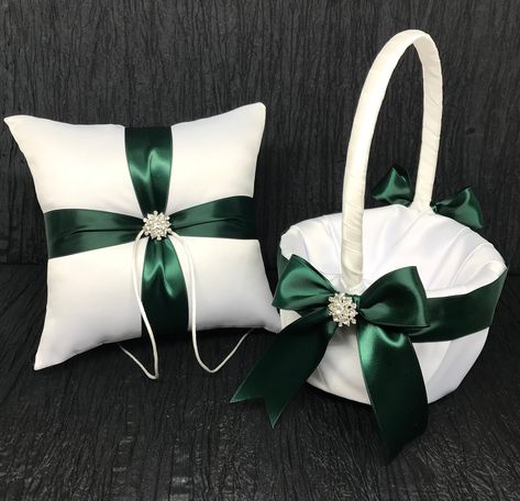 Emerald Green Wedding Theme, Green Wedding Rings, Hunter Green Wedding, Forest Green Wedding, Wedding Ring Bearer Pillow, Wedding Ring Bearer, Green Themed Wedding, Emerald Green Weddings, Ring Bearer Outfit