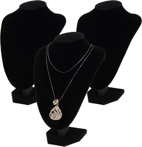 Foraineam 3 Pack Black Velvet Necklace Bust Display 3D Jewelry Chain Organizer Mannequin Model Display Stand Holder : Amazon.ca: Clothing, Shoes & Accessories Chain Organizer, Mannequin Model, Necklace Jewelry Display, Model Display, Jewelry Organizer Stand, Velvet Necklace, 3d Jewelry, Jewelry Display Stands, Jewelry Cabinet