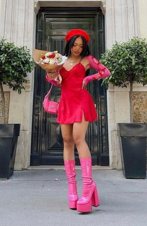 Pink Boots Outfit, Maximalist Outfit, Maximalist Outfits, Moda Instagram, Pretty Princess, Pink Boots, Valentines Outfits, Beauty Dress, Cute Anime