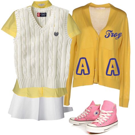 High School clothing inspired by Andy the cheerleader from The Goonies 80s movie Brand And Andy Goonies Costume, Goonies Family Costume, Mikey Goonies Costume, High School Clothing, Mama Fratelli Goonies Costume, The Goonies Halloween Costume, High School Love, School Clothing, Highschool Outfits