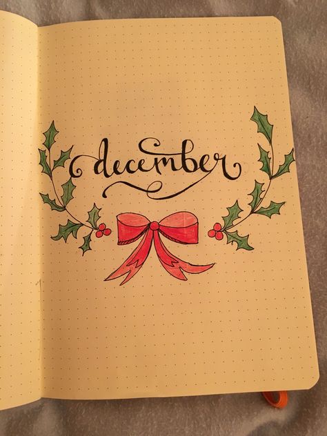 December Bullet Journal cover page December Cover Page Bullet Journal, December Journal Cover, December Bullet Journal Cover, Daily Bullet Journal, December Bullet Journal, Calendar Journal, Bullet Journal Mood Tracker Ideas, Bullet Journal Cover Page, Creating A Bullet Journal