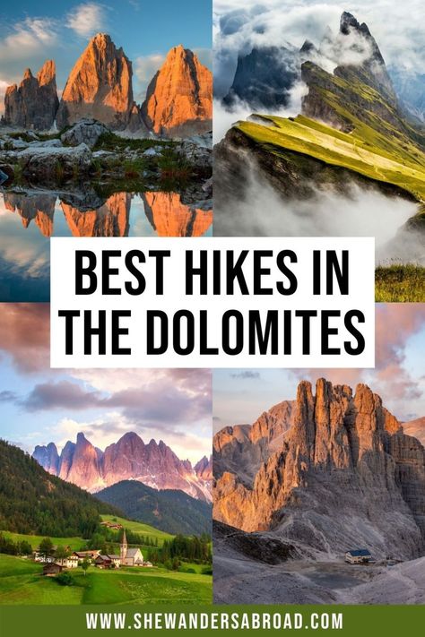 Looking for the best hikes in the Dolomites? Here's the list of the best Dolomites day hikes including secret expert tips and a free map of the trails. | Italy travel tips | Italy best places | Dolomites Italy hiking | Dolomites hiking trails | Dolomites hiking map | Best short hikes in the Dolomites | Best Dolomites hikes for beginners | Best day hikes in the Dolomites | Dolomites hiking tips | Dolomites hiking itinerary | Seceda | Alpe di Siusi | Tre Cime di Lavaredo | Dolomites trekking Dolomites Hiking, Italy Destinations, Hiking Map, America Latina, The Dolomites, Italy Travel Tips, Italy Travel Guide, Voyage Europe, Destination Voyage