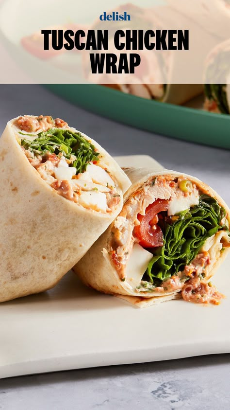 Our new favorite way to use rotisserie chicken. Quick Work Lunch Ideas, Leftover Meals, Herb Mayo, Frijoles Refritos, Chicken Wrap Recipes, Sandwich Ideas, Chicken Wrap, Whipped Feta, Tuscan Chicken