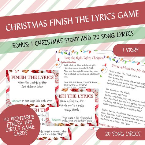 Finish The Lyrics Game, Rudolf The Red Nosed Reindeer, Cub Scout Activities, Classic Christmas Songs, Finish The Lyrics, Christmas Lyrics, Mr Grinch, Santa Claus Is Coming To Town, Festive Collection