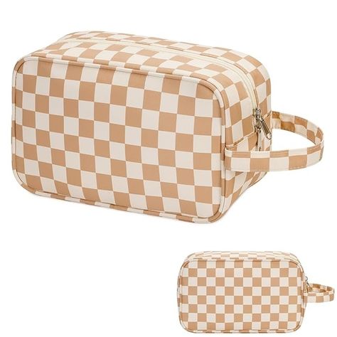 Amazon.com : Narwey Travel Toiletry Bag for Women Traveling Dopp Kit Makeup Bag Organizer for Toiletries Accessories Cosmetics (Light Brown Checkerboard) : Beauty & Personal Care Makeup Bag Organizer, Women Traveling, Travel Toiletry Bag, Makeup Bag Organization, Dopp Kit, Bag Organizer, Toiletry Bag Travel, Accessories Storage, Bag For Women