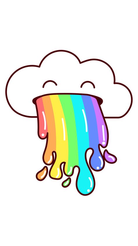 Have you ever seen a cute white cloud puking a rainbow liquid? Past few years, puking rainbows is a popular theme in online comics and illustrations depicted by the portrayal of rainbow-colored... Rainbow Digital Art, Cute Rainbow Drawings, Rainbow Kawaii, Rainbow Illustration, Beginners Drawing, Drawing Ideas For Beginners, Rainbow Drawing, Cartoon Rainbow, Planet Drawing