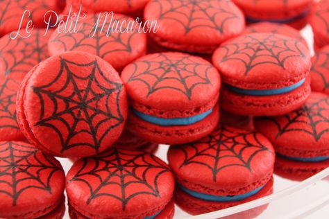 Spider Man Macarons, Marvel Macarons, Spiderman Macarons, Spider-man Birthday, Spider Man Birthday Party Ideas, Spider Man Cookies, Spiderman Birthday Party Decorations, Spider Man Cake, Spider Man Birthday