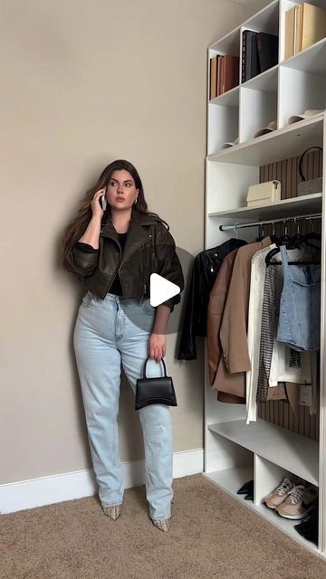 Amanda Lewis on Instagram: "📱 Fall is calling and I’m so ready for cooler weather! 

How to shop the outfits:
- My LTK shop (link in my bio)
- Each outfit is linked in my “Sept Links” highlight 
.
.
.
.
.
@amendingamanda midsize fashion, curvy fashion, fall outfits, transitional outfits, curve love  jeans, amazon finds, affordable fashion, under $100, leather jacket, trench coat, wide leg pants, sweater dress, neutral outfit" Leather Pants Outfit Midsize, Leather Jacket Midsize Outfit, Trench Coat Curvy Outfit, Leather Jacket Curvy, Curvy Fashion Fall, Trench Coat Midsize, Leather Jacket Trench Coat, Amanda Lewis, Jeans Amazon