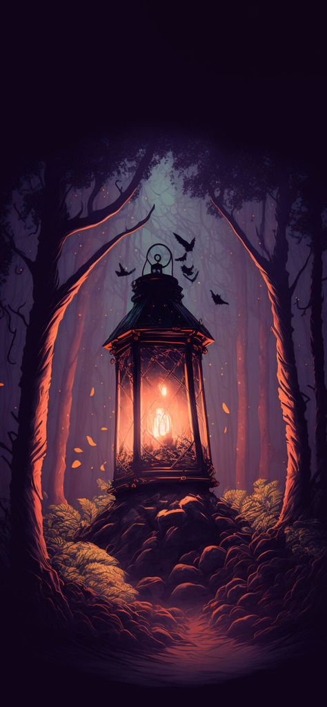 Lantern in Forest Wallpapers - Cool Lantern Wallpapers For iPhone Lantern Wallpaper, Acrylic Painting Ideas, Easy Acrylic Painting, Gouache Art, Landscape Photography Nature, Forest Wallpaper, Cool Wallpapers Art, 판타지 아트, Dreamy Art