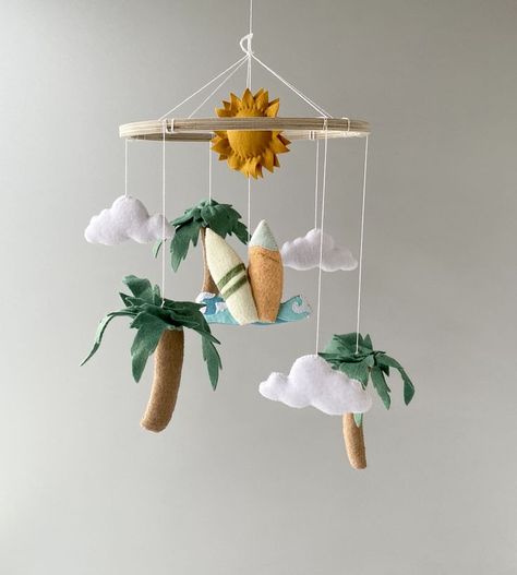 Surf baby mobile, beach mobile, ocean mobile, hawaii mobile, hawai mobiles, baby mobiles Decorating Nursery, Baby Mobile Arm, Beach Mobile, Ocean Mobile, Unique Cribs, Surf Baby, Mobile Nursery, Congratulations Baby