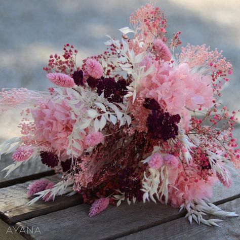 Pink Dried Flowers, Dried Pink Roses, Pink And Green Dried Flower Bouquet, Pink Dried Flower Bouquet, Forever Flower Bouquets, Vibrant Dried Flower Bouquet, Japanese Blossom, Preserved Hydrangea, Prettiest Bouquet