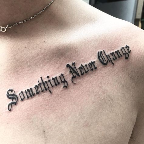 All Tattoos Design For Men, Back Tattoo Men Writing, Men’s Script Tattoos, Chest Writing Tattoos Men, Collar Bone Script Tattoo, Collarbone Script Tattoo, Writing Tattoos Men, Colar Bone Tattoo Men, Script Tattoo Men