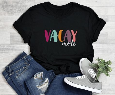 Excited to share the latest addition to my #etsy shop: Vacay Mode Shirt, Vacation Shirt, Girls Trip Shirts, Camping Shirt, Friend Vacation, Travel Shirt, Girls Weekend Trip, Adventure Shirt Group Shirts Ideas Friends Vacation, T-shirt Print Design, Friend Vacation, Camping Shirts, Cruise Shirts, Funny Workout Shirts, Trip Shirts, Bridal Shirts, Boat Shirts