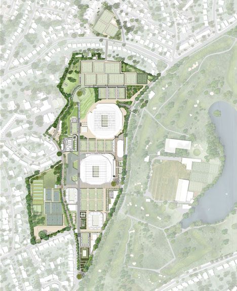 dezeen_Grimshaw reveals masterplan for Wimbledon_3 Urban Design Graphics, Landscape Architecture Drawing, Public Realm, Site Plans, Landscape Architecture Design, Landscape Plans, Architecture Presentation, Master Plan, Site Plan