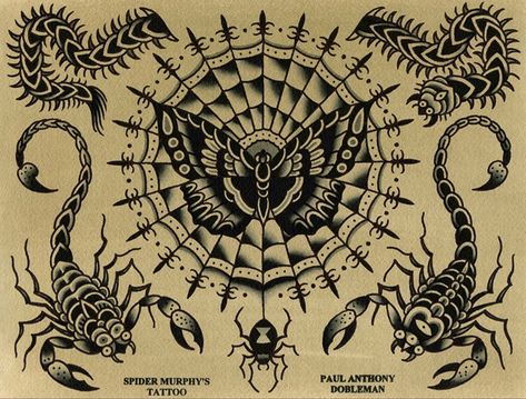 Paul Anthony Dobleman, Paul Dobleman, Tato Tradisional, Traditional Tattoo Old School, Scorpion Tattoo, Traditional Flash, Flash Tattoo Designs, Old School Tattoo Designs, Traditional Tattoo Design