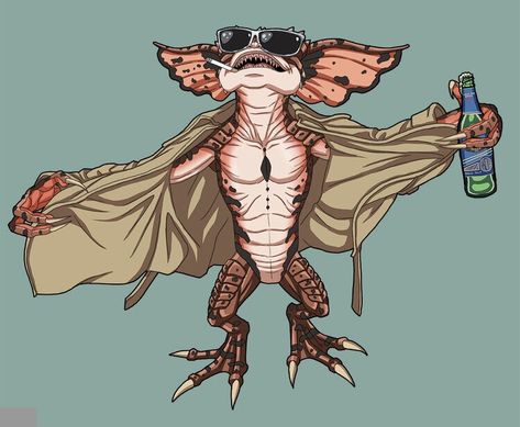 Gremlins / Earth-27 Gizmo Tattoo, Gremlins Art, Funny Fanart, Earth 27, Flash Costume, Phil Cho, Myths & Monsters, Drawing Machine, Paper Background Design