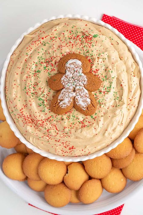 Gingerbread Cookie Dip - This Gingerbread Cookie Dip is spicy, sweet, and tastes just like a delicious gingerbread cookie! It's light and fluffy from the whipped topping and super creamy from all of the cream cheese. It makes the perfect Christmas dip to serve up this Holiday season! #dessertdip #cookiedoughandovenmitt Gingerbread Dip Recipe, Gingerbread Cookie Dip, Cookie Dough Dip Recipe, Cookie Dip, Little Debbie Snack Cakes, Monster Cookie Dough, Dessert Dip Recipes, Cake Dip, Cookie Dough Dip