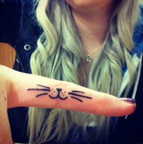 Put your love for cats in ink with these clever cat tattoos. A Cat Tattoo, Mustache Tattoo, Kitty Tattoos, Tattoos Pinterest, Cute Finger Tattoos, Tato Jari, Cute Cat Tattoo, Cat Tattoo Small, Petit Tattoo