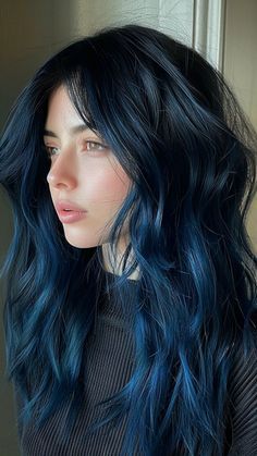 Exotic Hair Color, Hair Color For Dark Skin, Color Block Hair, Blue Highlights, Black Hair With Highlights, Teen Swag Outfits, Haircuts Straight Hair, Dyed Hair Inspiration, Tone Hair