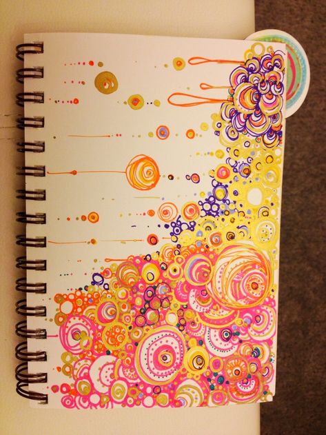 Joyful Abstract Art, Marker Journal Art, Cute Sketchbook Cover Ideas, Zentangle Art Colorful, Watercolor Marker Art, Colorful Sketchbook, Abstract Art Journal, Abstract Doodles, Joyful Colors