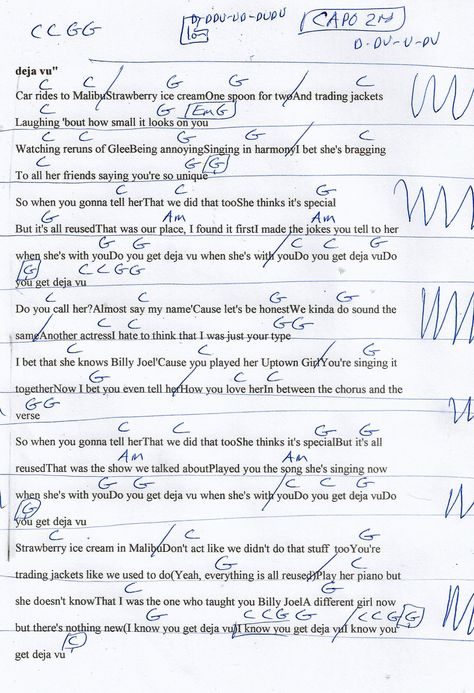 deja vu (Olivia Rodrigo) Guitar Chord Chart - Capo 2nd Fret Vampire Guitar Chords, Phoebe Bridgers Guitar Chords, Ukulele Olivia Rodrigo, Fast Car Guitar Chords, Somewhere Only We Know Guitar Chords, Feel It Still Portugal The Man, Iris Guitar Chords, Riptide Guitar Chords, Olivia Rodrigo Guitar Chords