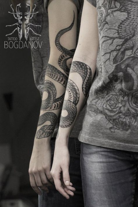 Arm Tattoo Snake, Snake Tattoo On Forearm, Perspective Tattoos, Pine Tattoo, Pagan Tattoo, Chicanas Tattoo, Around Arm Tattoo, Wrap Around Tattoo, Tattoo Snake