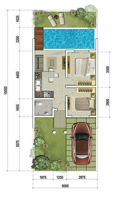 Small Villa, Pool House Plans, Modern Small House Design, Building Plans House, Home Design Floor Plans, House Construction Plan, Model House Plan, Minimal House Design, House Layout Plans