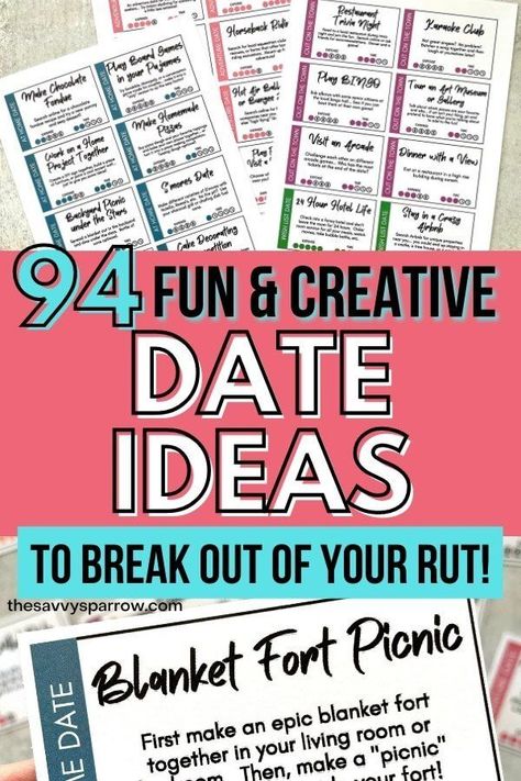 Looking for fun date night ideas that are creative and NOT dinner and a movie? Check out this huge list of date ideas perfect for married couples - including in the car dates, at home date night ideas, adventurous dates, and out on the town dates! And grab the free printable list of date ideas to create your own DIY date jar in about 5 minutes! Just cut out the date ideas and add them to a jar! Dates In A Jar, Creative Date Ideas, Free Date Ideas, Date Night Games, Creative Date Night Ideas, Date Night Jar, At Home Dates, Date Activities, Romantic Date Night Ideas