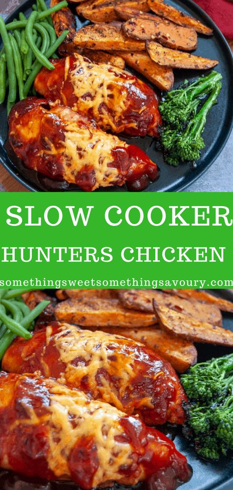 Hunters Chicken Recipe, Easy Sausage Casserole, Hunters Chicken, Chicken Breast Slow Cooker, Slow Cooker Bbq Chicken, Homemade Bbq Sauce, Healthy Slow Cooker, Homemade Bbq, Chicken Slow Cooker Recipes