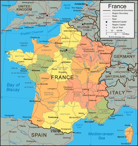 France Map and Satellite Image Map Of France Printable, Ias Car, Virginia Hall, France Geography, France Study, Monday Musings, Dordogne River, Europe Holiday, Map Of France