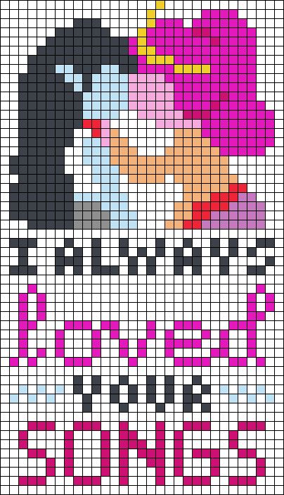 Marceline Perler Beads, Marceline Pixel Art, Marceline Alpha Pattern, Marceline Cat Sweater Grid, Perler Adventure Time, Adventure Time Pixel Art, Adventure Time Grid Pattern, Jake Perler Beads Adventure Time, Alpha Patterns Bmo