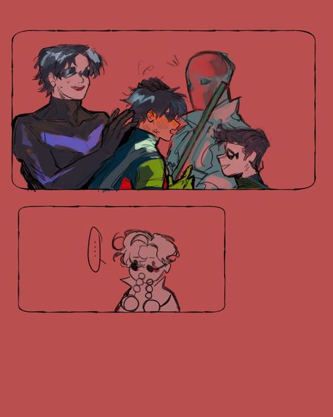 Tim Drake And Damian Wayne Fanart, Tim Drake Batfamily, Timkon Fanart, Tim Drake Funny Comic, Tim Drake As Batman, Trans Tim Drake, Dc Comics Funny, Nightwing And Starfire, Superman Artwork