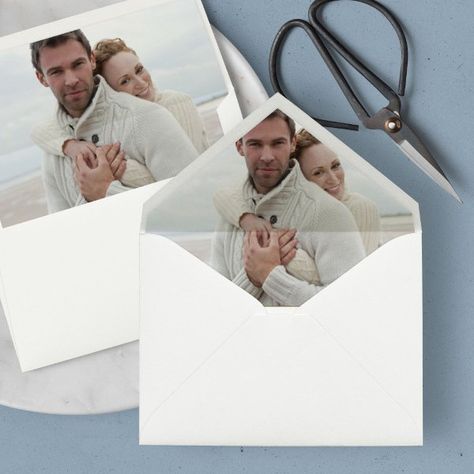 Couple's Photo Wedding Envelope Liner Wedding Ideas Modern, Classic Wedding Stationery, Wedding Envelope Liner, Wedding Coastal, Envelope Liners Wedding, Wedding Stationery Suite, Luxury Stationery, Modern Minimalist Wedding, Wedding Stationery Design