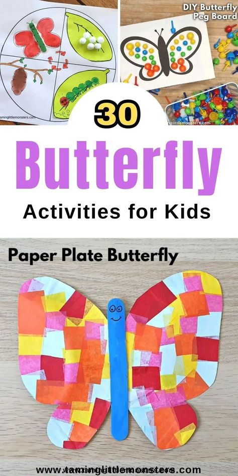 Insect Activities For Toddlers, Animal Art Activities, Bug Crafts For Toddlers, Butterfly Activities For Kids, Preschool Butterfly Activities, Art Activities For Preschoolers, Butterfly Activities, Butterfly Lessons, Bug Activities