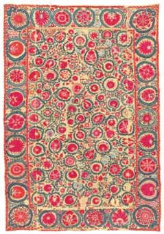 A SUSANI Embroidery Textiles, Bukhara Uzbekistan, Suzani Rug, Asian Textiles, Floral Branch, Antique Textiles, Rugs And Carpet, Sea Creatures, Islamic Art